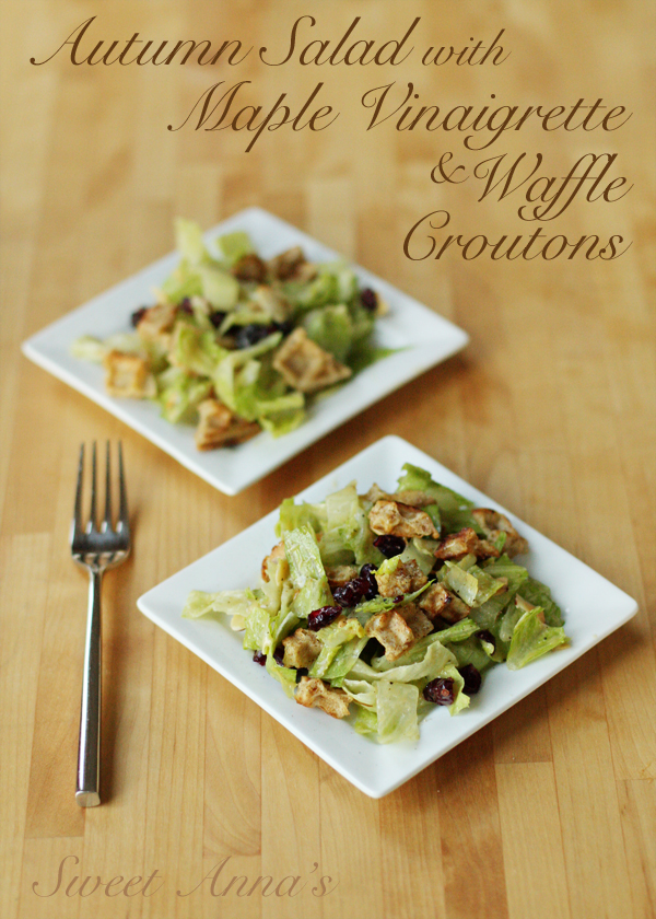 autumn salad with maple vinaigrette and waffle croutons | Sweet Anna's
