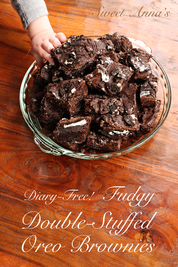 Dairy Free! Fudgy Double-Stuffed Oreo Brownies | Sweet Anna's