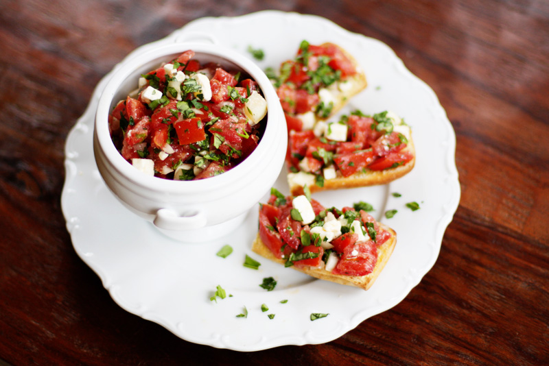 Tomato Feta Salad or Bruschetta | Sweet Anna's