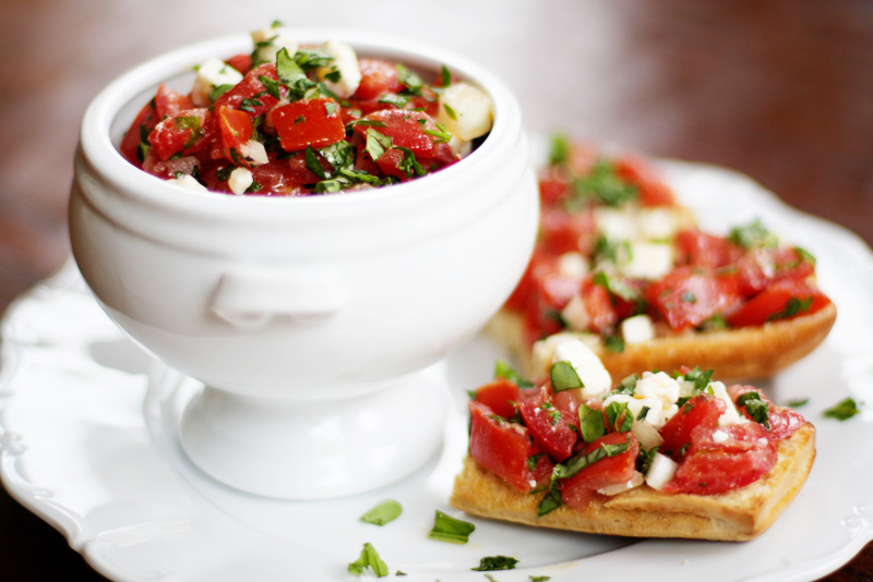 Tomato Feta Salad or Bruschetta | Sweet Anna's