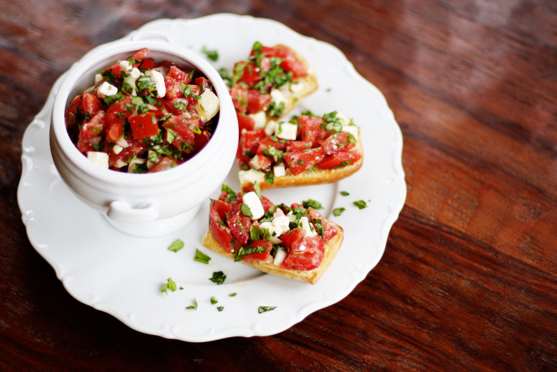 Tomato Feta Salad or Bruschetta | Sweet Anna's