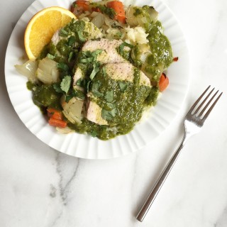 Citrus Roasted Pork Loin with Chimichurri Sauce and CIlantro Rice | Sweet Anna's