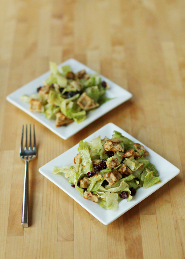 autumn salad with maple vinaigrette and waffle croutons | Sweet Anna's